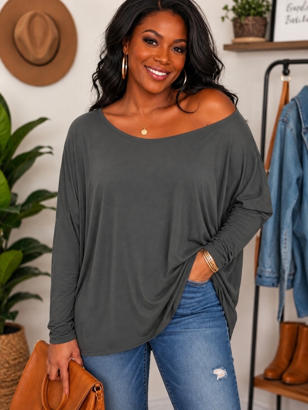 A140. Piko Bamboo Spandex Long Sleeve Top Gray
